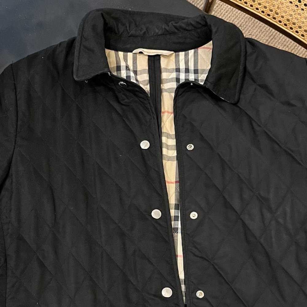 Black Burberry quilted coat